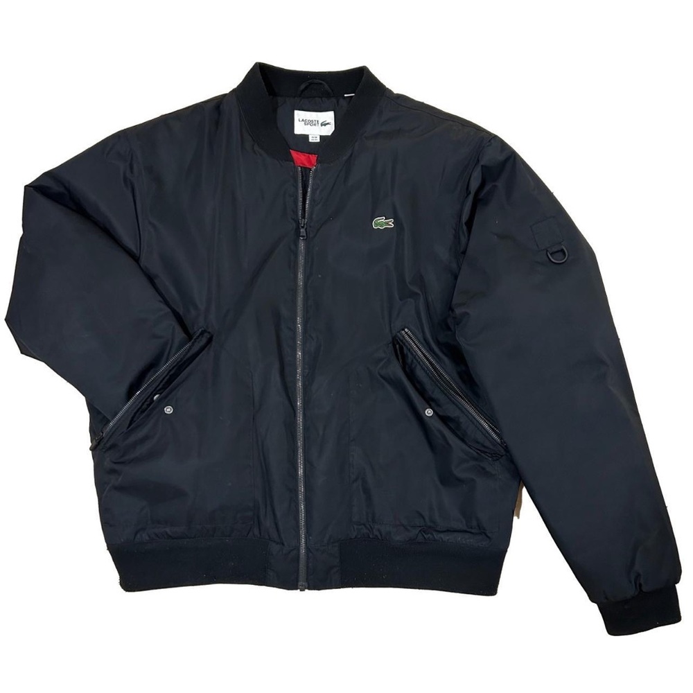 Contemporary men’s red/black Lacoste bomber jacket in excellent condition.